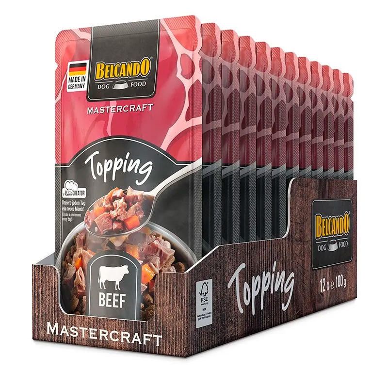 Meta-beskrivelse: Gør din hunds tørfoder uimodståeligt med BELCANDO Topping Beef. Saftigt oksekød i bouillon – perfekt til kræsne hunde.
Keywords: belcando topping beef, topping til hundefoder, vådfoder topping hund, oksekød hundefoder, belcando mastercraft, hund foder topping
