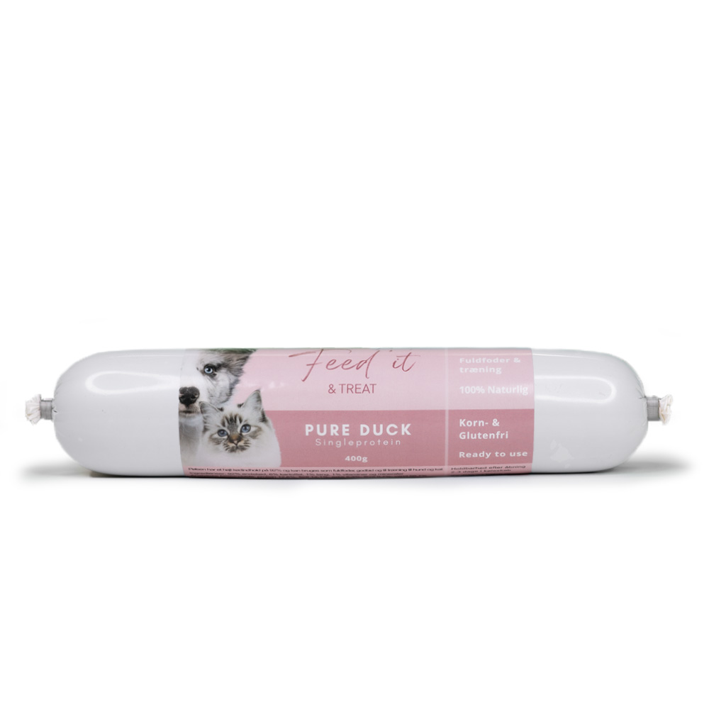 FEED’IT and, godbidspølse med and, andegodbidder til hund