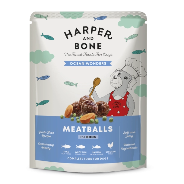 Harper and Bone meatballs, måltidskødboller hund, kornfri hundefoder, vådfoder hund, naturligt hundefoder, fuldfoder hund