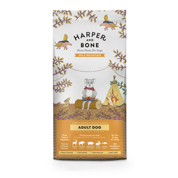 * kornfrit hundefoder voksne hunde
* Harper & Bone Wild Mountain
* hundefoder med vildt kød
* premium hundefoder voksne hunde
* hundefoder med hjort og laks
* hundefoder med probiotika