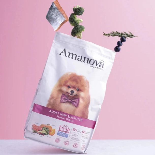 Premium: Amanova Luksus Laks Sensitive til Små Hunde – Eksklusivt Kornfrit Fuldfoder