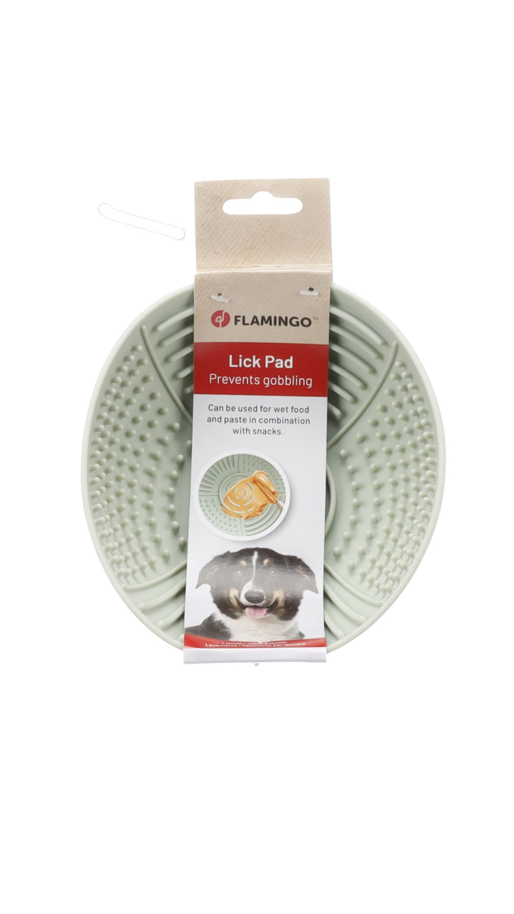 slikkemåtte hund, lick mat rund, slow feeder hund, aktivering hund, slikkemåtte kat
